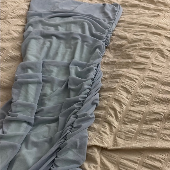 Anthropologie Sleeveless Layered Mesh Midi Dress Size XS Bodycon Ruched - Picture 5 of 6